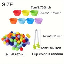78 pcs Clip Plush Ball Color Sorting Toy: Fun Silicone Fine Motor ...