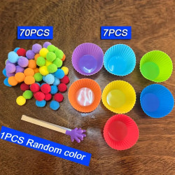 Children’s Clip Plush Ball Color Sorting Toy: Fun Silicone Fine Motor Skills & Counting Education Set for Ages 3+