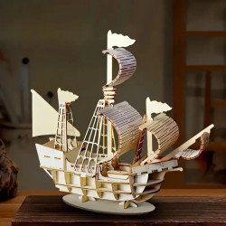 3D Wooden Sailboat Model Kit - Unique DIY Collectible for Home & Office Decor