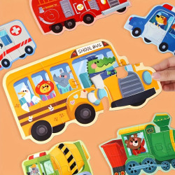 6-in-1 Puzzle Box | Transportation Themed Puzzle Game Set for Kids 2+ | Vibrant Colors Interactive Toy