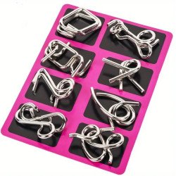 Metal Brain Teaser Puzzle Set, Mind Challenge IQ Test Game