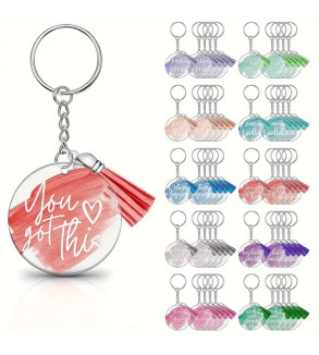 52pcs Blank Round Acrylic Keychain Kit with Colorful Leather Tassels | Ideal for customized Gifting, Best gift for girls