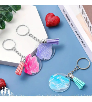 DIY Acrylic Keychain Making Kit with Colorful Leather Tassels | Ideal for customized Gifting