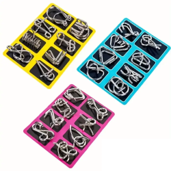 Metal Brain Teaser Puzzle Set, Mind Challenge IQ Test Game