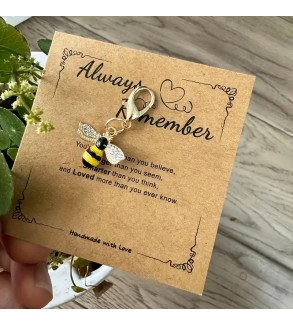 Small Bee Keychain and Adorable Gift Card with Inspirational Message | Thoughtful Gift for Loved ones