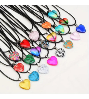 20pcs Heart Shaped Crystal Stone Pendant Necklace Making Set | DIY Jewelry Making| Suitable for Daily wear, Best Gift for Girls